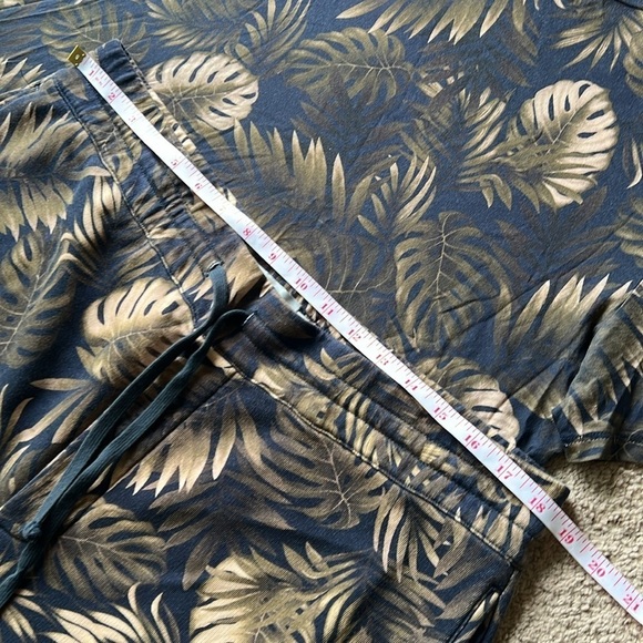 Vince Mens Two Piece Tropical Palm Leaf Printed Lounge Sweat Short T Shirt Set - Picture 9 of 10